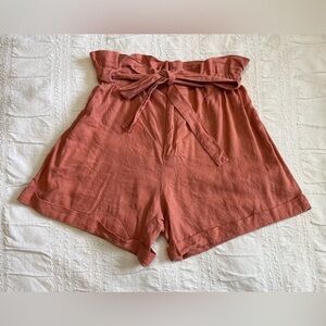 Paper bag high-waisted shorts